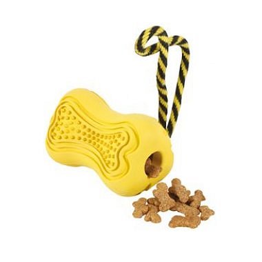 Zolux TITAN gumová kost s lanem M žlutá