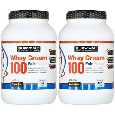 Survival Whey Cream 100 Fair Power 2000 g, jablečný štrúdl - AKCE 1+1