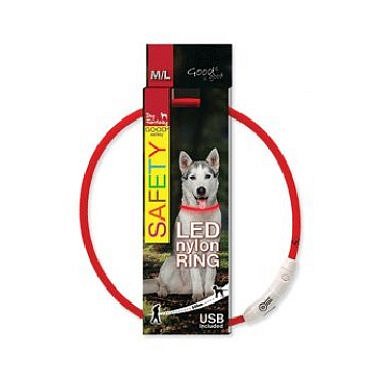 Obojek DOG FANTASY světelný USB červený 65 cm