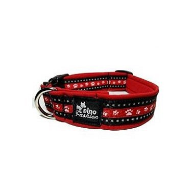 Obojek DINOFASHION reflexní červený motiv tlapky 50/3cm