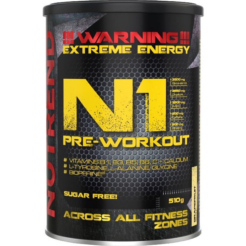 Nutrend N1 Pre-Workout - 510 g, modrá malina