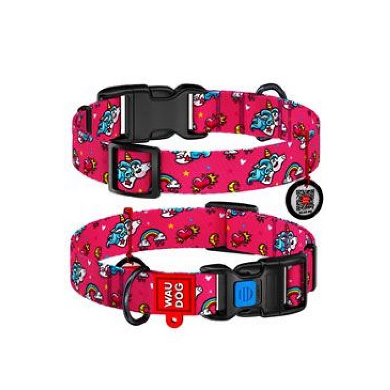 Obojek nylon Jednorožec QR (35-58cm/2,5cm)