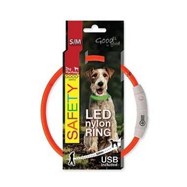 Obojek DOG FANTASY světelný USB oranžový 45 cm