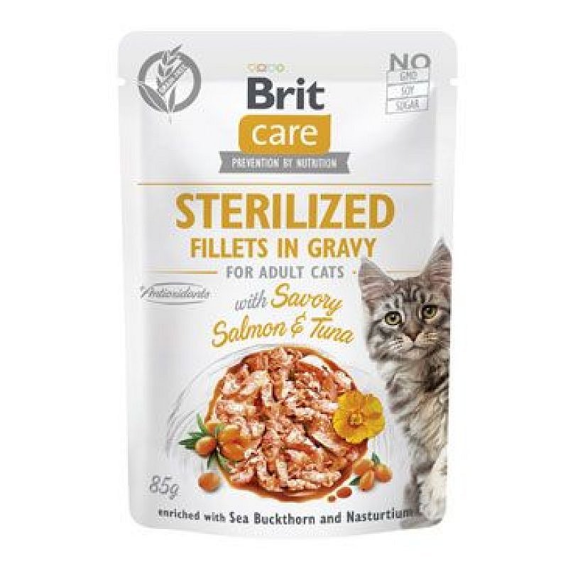 Brit Care Cat Fillets in Gravy Steril. Salmon & Tuna 85 g