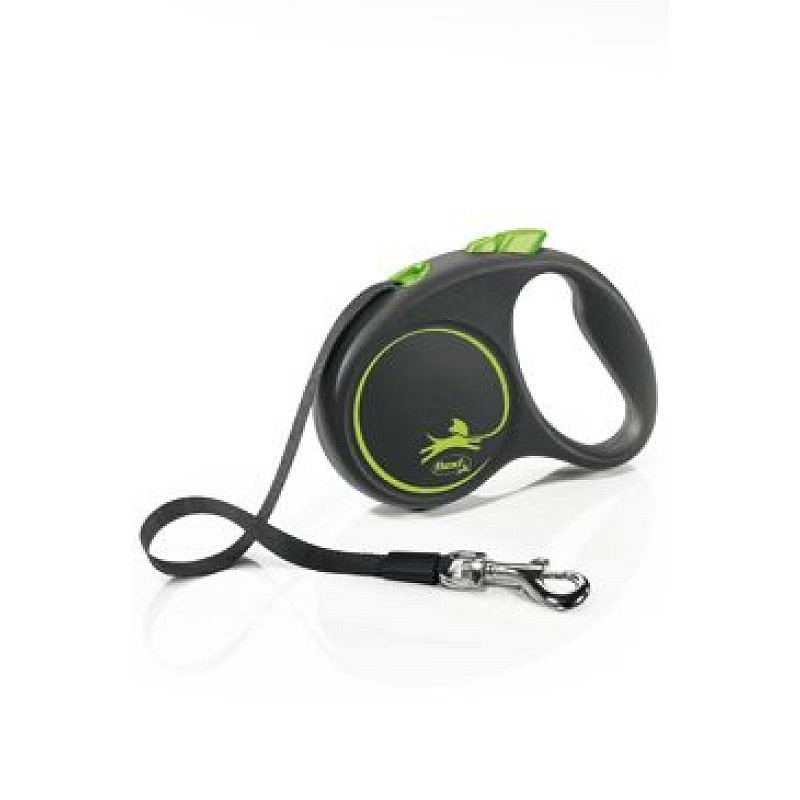 Vodítko FLEXI Black Design S pásek 5m/15kg zelená NEW