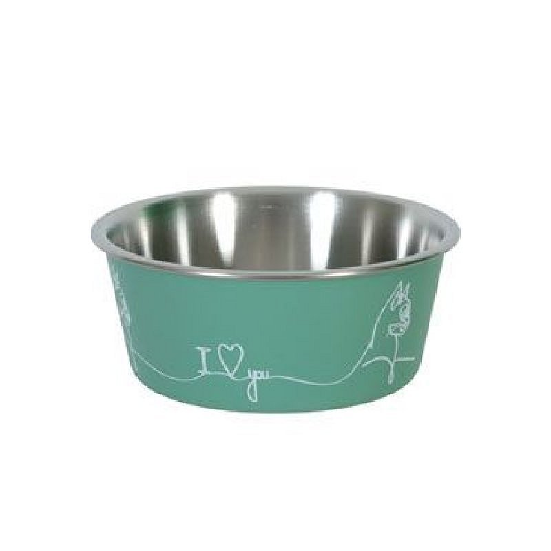 Zolux Miska nerez kočka LOVE CAT zelená 400 ml