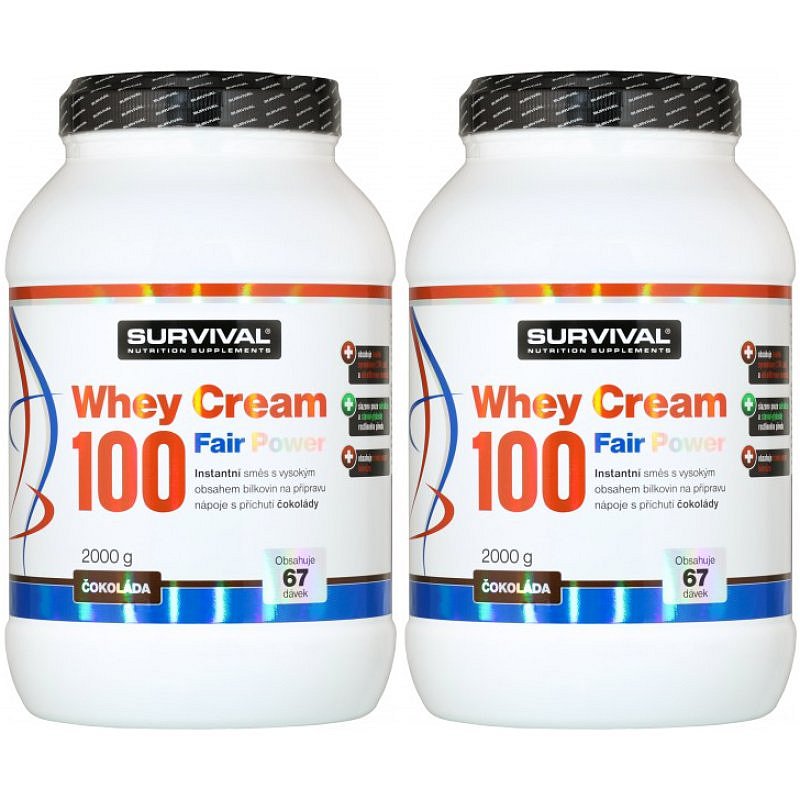 Survival Whey Cream 100 Fair Power 2000 g, jahoda - AKCE 1+1
