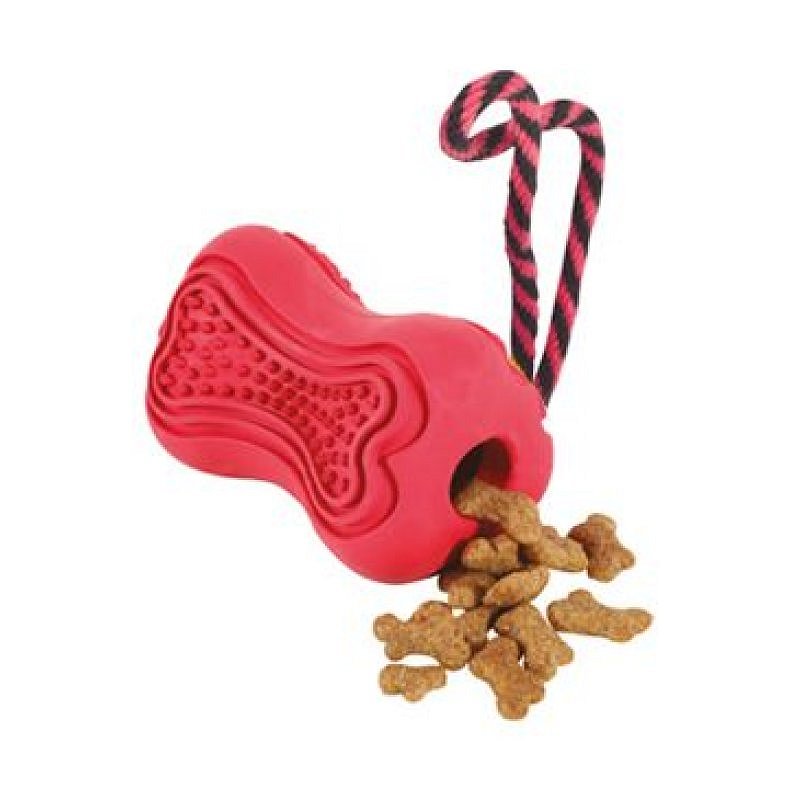 Zolux TITAN gumová kost s lanem M červená