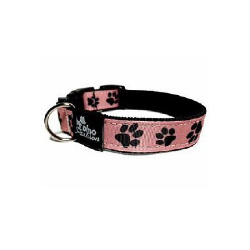 Obojek DINOFASHION Černá tlapka na růžové 45/2,5cm