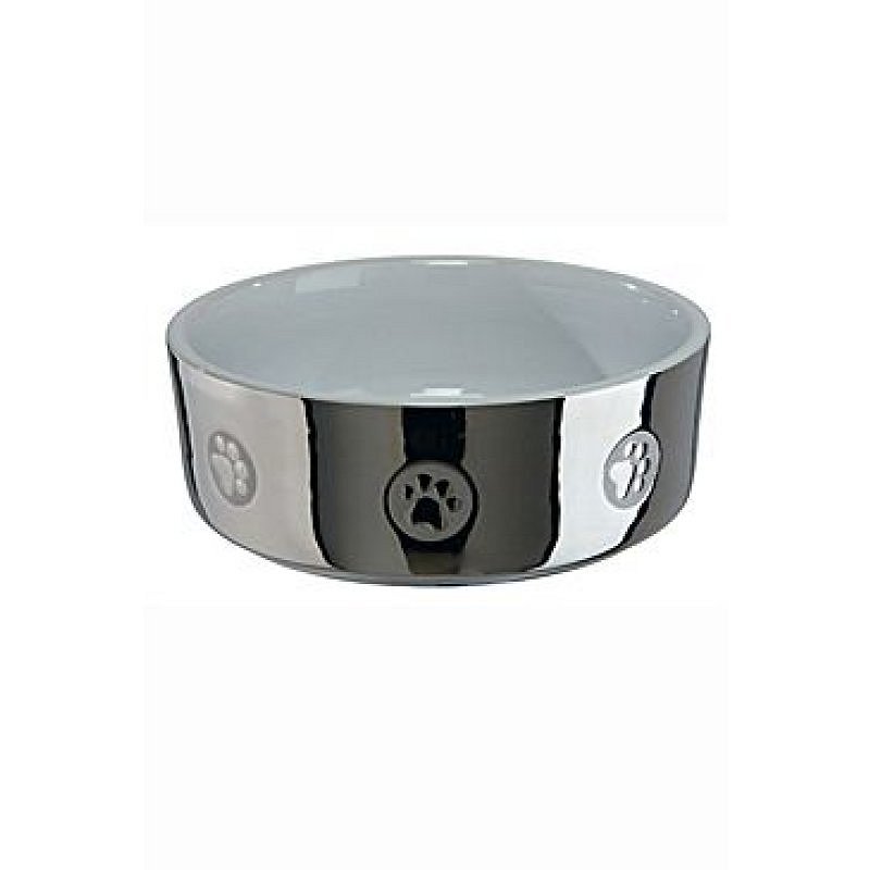 Trixie miska keramická pes stříbrná s tlapkou 0,8 l 15 cm