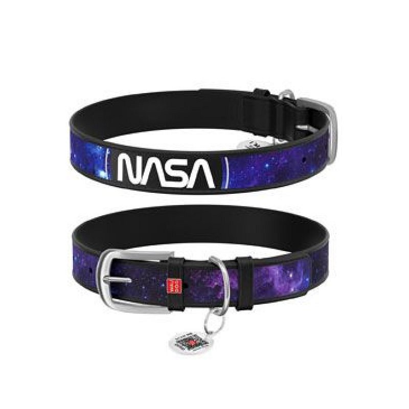 Obojek kožený NASA21 černý (30-39cm/2cm)