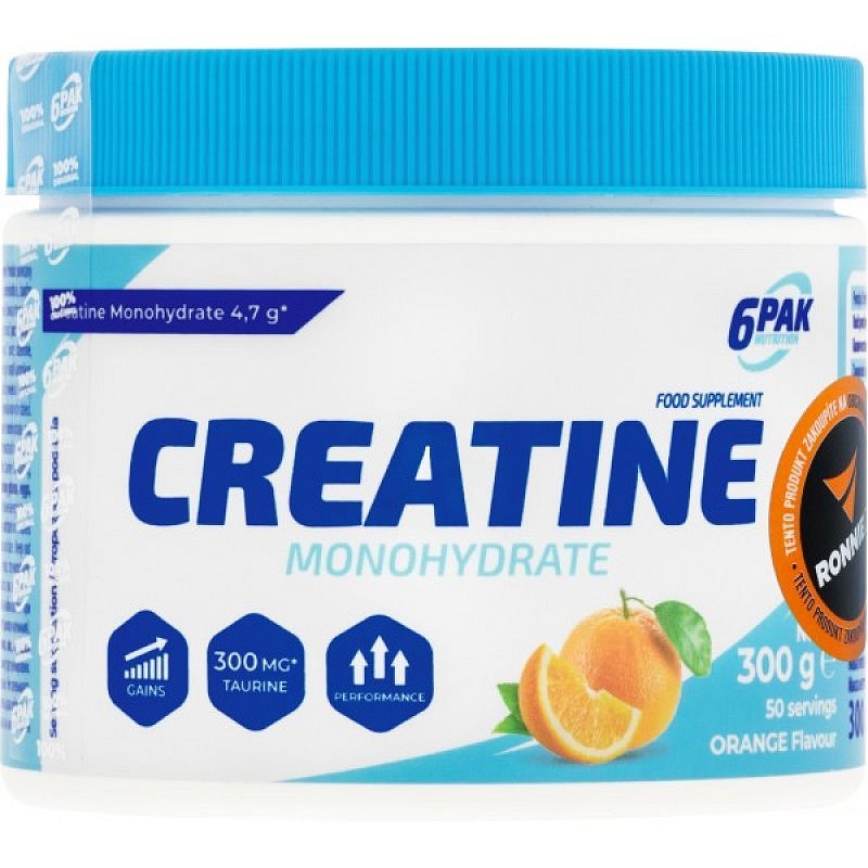 6Pak Nutrition Creatine Monohydrate + taurin - 300 g, citron
