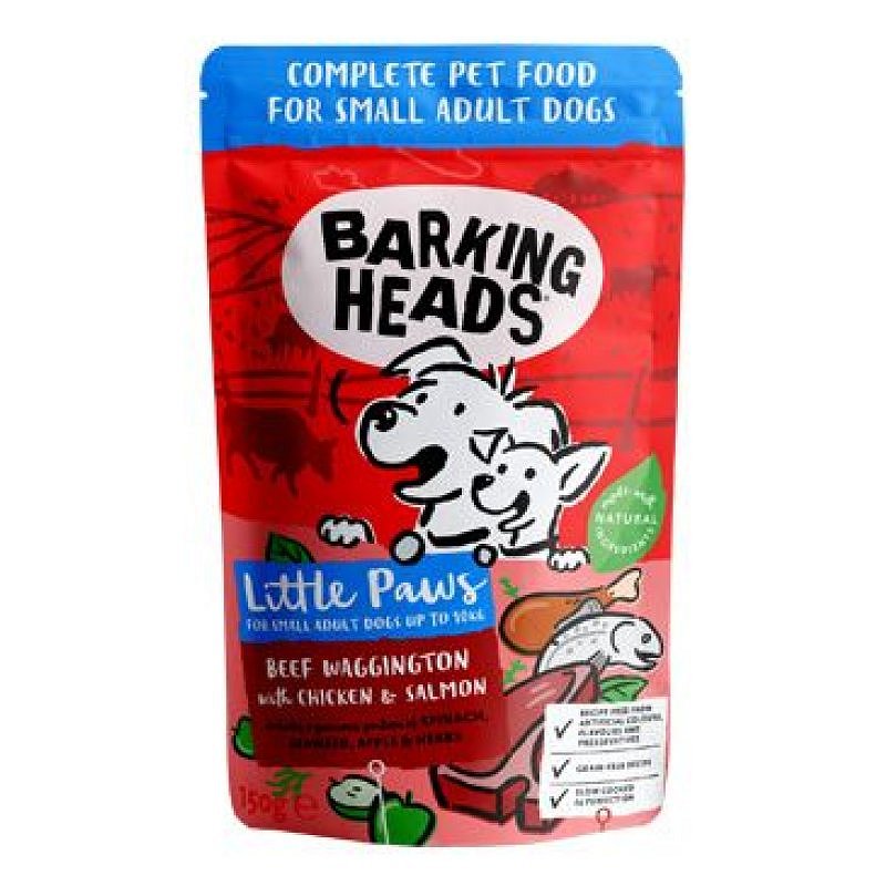 BARKING HEADS Litt.Paws Beef+Chick+Salm kapsička 150 g