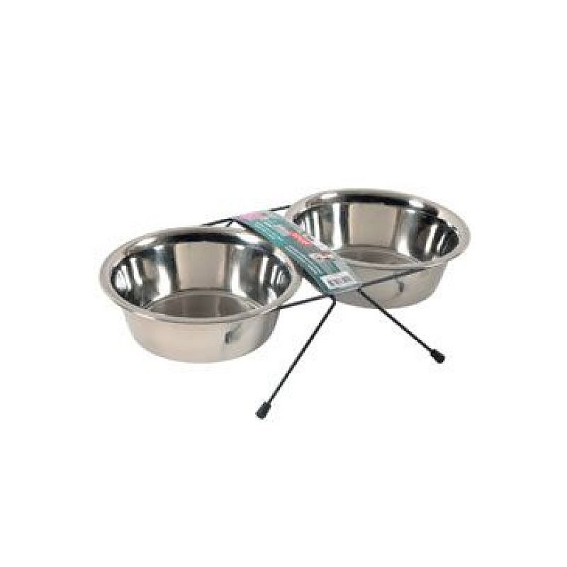Zolux miska nerez stojan+2 misky pes STEEL 1,3 l