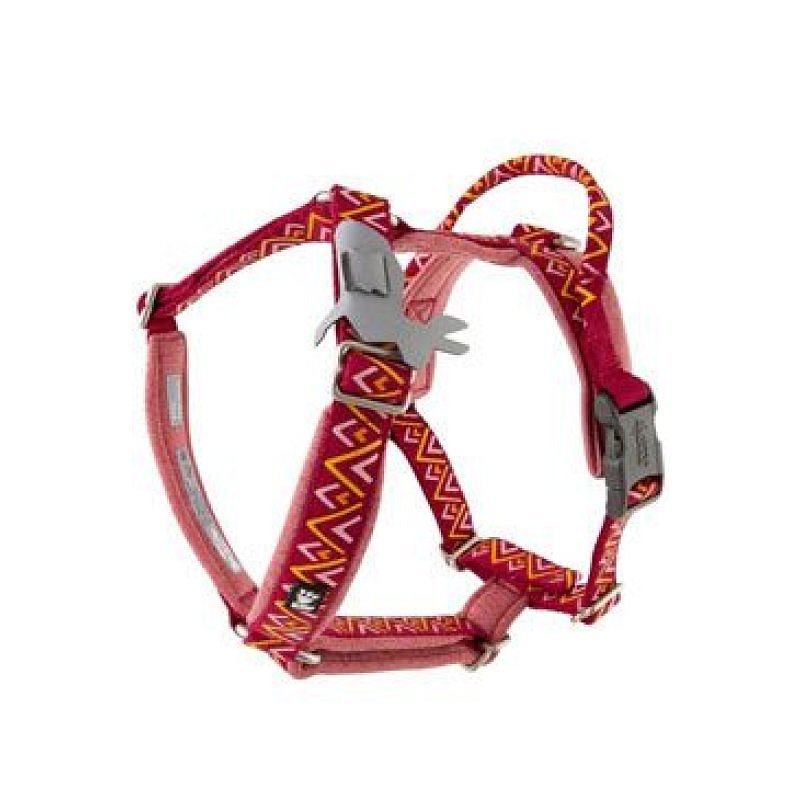 Postroj Y Hurtta Razzle Dazzle červený 55-65 cm