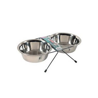 Zolux miska nerez stojan+2 misky pes STEEL 0,35 l