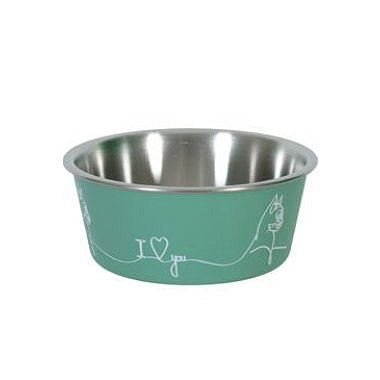 Zolux Miska nerez kočka LOVE CAT zelená 400 ml