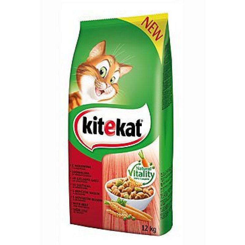 Kitekat Dry hovězí se zeleninou 12 kg