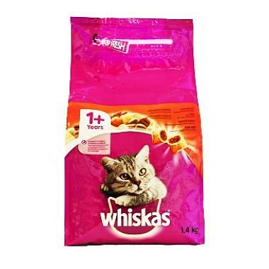 Whiskas Dry s hovězím masem 1,4 kg