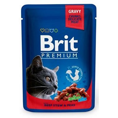 Brit Premium Cat kapsa with Beef Stew & Peas 100 g