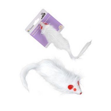 Tommi Hračka kočka Myš chlupatá bílá 15cm