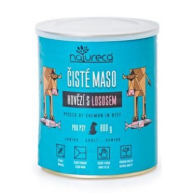 Natureca hovězí s lososem 800 g