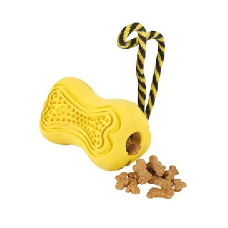 Zolux TITAN gumová kost s lanem M žlutá