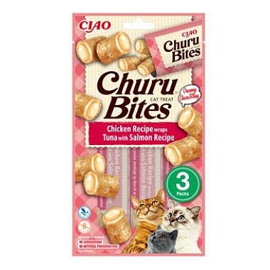 Churu Cat Bites Chicken wraps & Tuna Salmon Purée 3 x 10 g